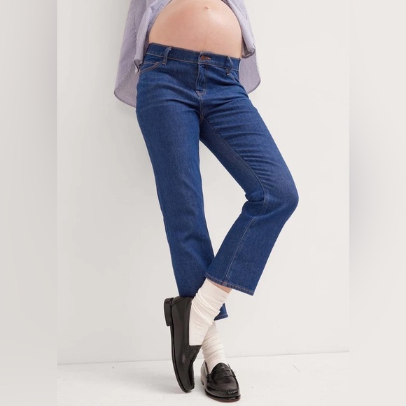 HATCH The Straight Leg Maternity Jeans in True Blue - Picture 2 of 14